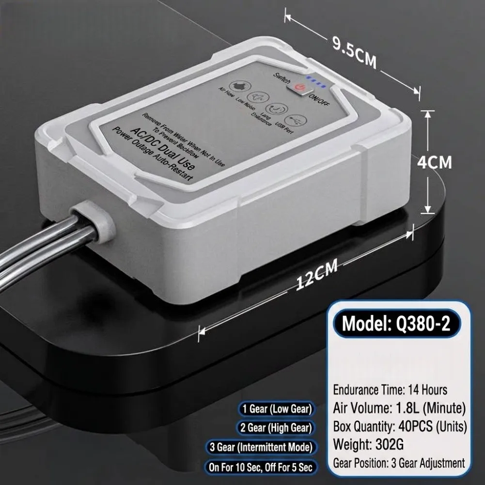Fishing Air Pump Rechargeable 3-level Quiet ABS Clip For Outdoor Pond Bait Oxygen Pump Fishing Tools view 2