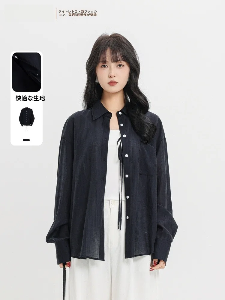 

Casual Fashion Shirt Commute Elegant Atmosphere Summer New Arrival Women's Loose Fit Button up Long Sleeve Breathable Shirt