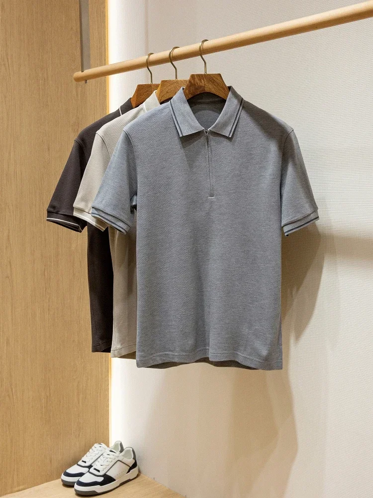 

LP Модальная шерстяная смешанная летняя мужская деловая повседневная рубашка-поло на молнии