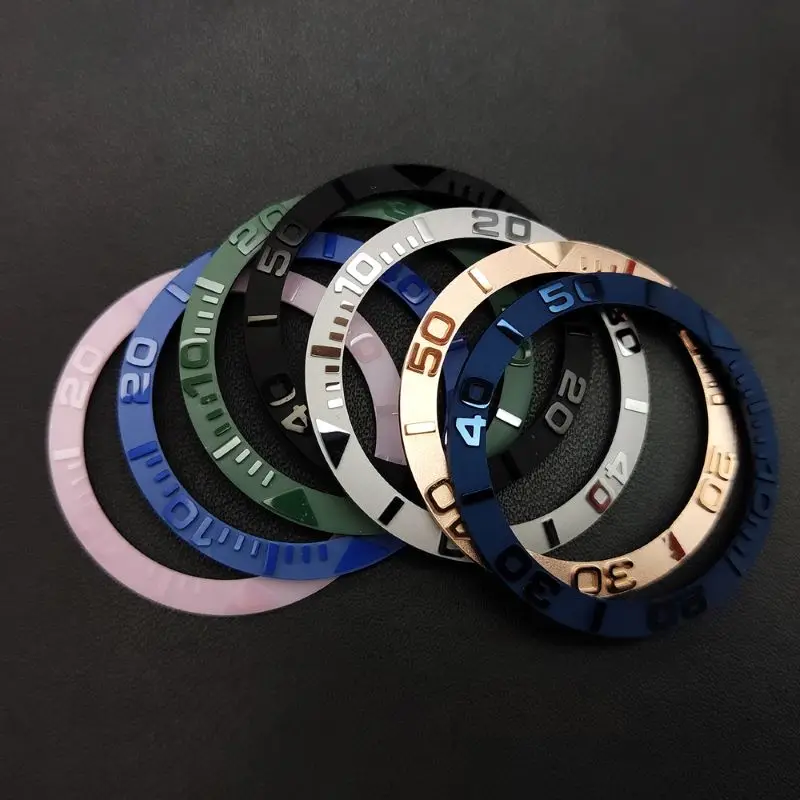 양각 세라믹 베젤 인서트, 남성용 다이얼 시계 링 교체 액세서리, 스티커 포함, 40mm, 내경 30.5mm, 38mm