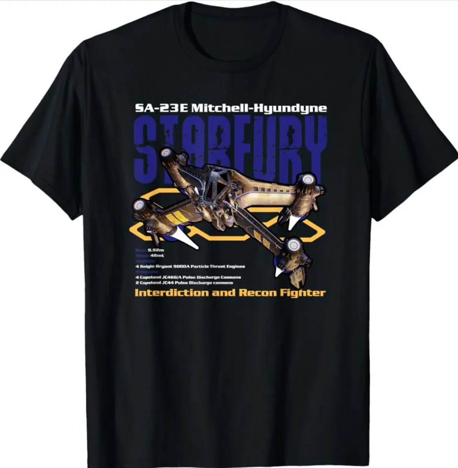 

The SA-23e Starfury Recon and Interdiction Fighter T-shirt size S-5XL