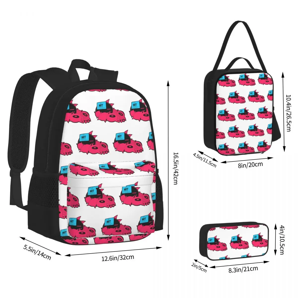 Just Shapes And Beats Blixer Bad Cat Backpacks  Bookbag Children School Bags Kids Rucksack Lunch Bag Pen Bag Three-Piece Set