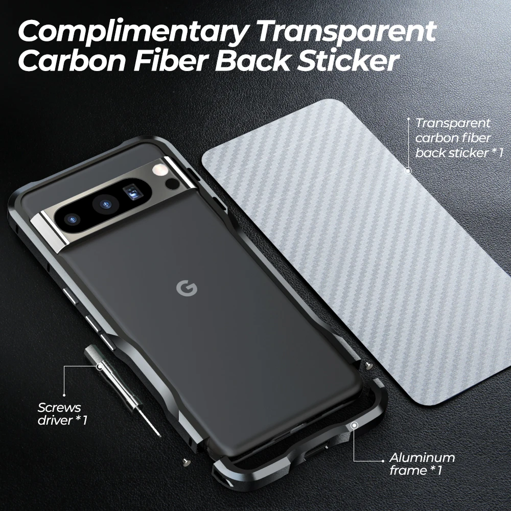 

Luxury Original Metal Bumer For Google Pixel 8 Pro Case Pixel8 Frame Aluminium Lightweight Shockproof Skin+Camera Lens Protector