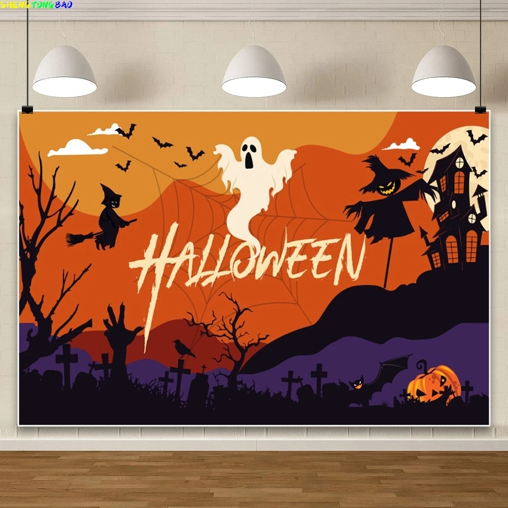 Halloween Spooky Background Nightmare Before Christmas Scary Castle Bat Halloween Party Banner Kids Portrait Cake Smash Backdrop