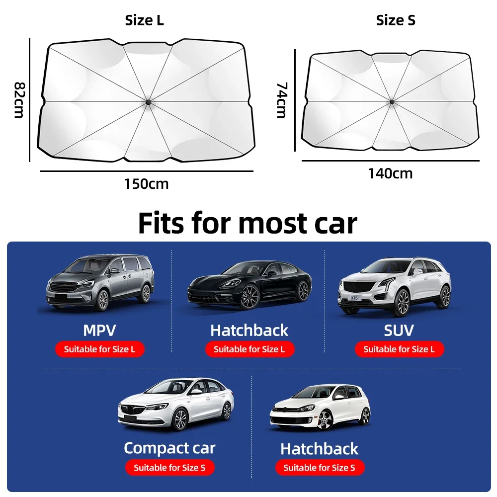 Verbesserter Sonnenschutz für die Windschutzscheibe, faltbarer Auto-Sonnenschutz, Frontfenster-Abdeckung für UV-Ray-Block und Sonnenschutz – Detail 2