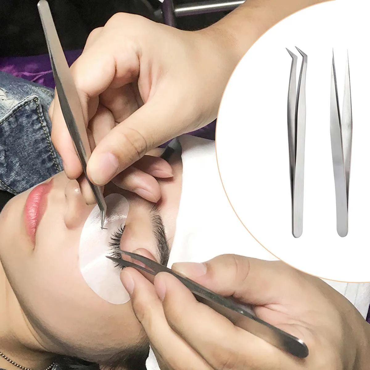 Pinça de cílios ternos para mulheres de aço inoxidável cílios postiços de alta precisão femininos