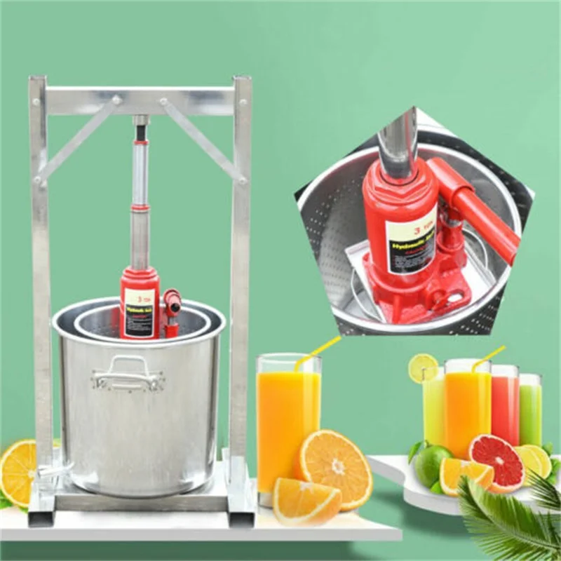 

Fruit Wine Press 12L Grape Crusher Juice Maker Stainless Steel with Hydraulic Jack Wine Making Tool