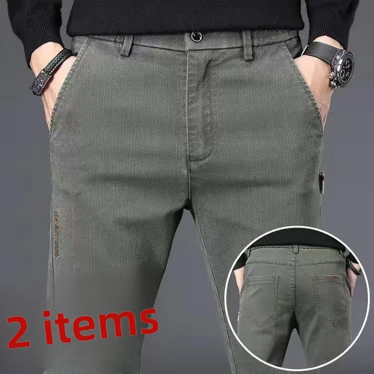 

2025 Summer New Sle Korean Version Loose Casual Men's Denim Work Pants Youthful Vitali Straight Leg Anti-Stain Casual Tro...