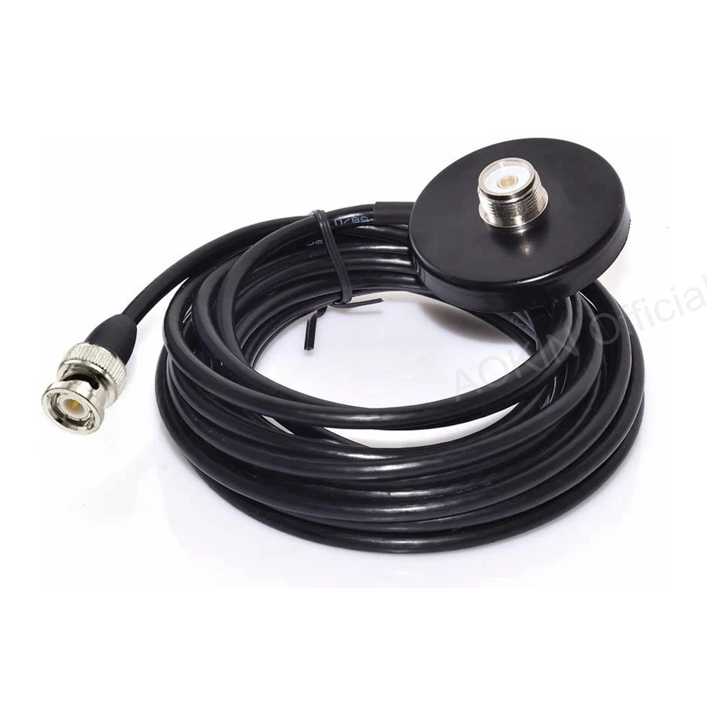 Dual Band VHF UHF Mobile Radio Antenna with BNC Male Connector Magnetic Base Mount for Vehicle Car Mobile Radio