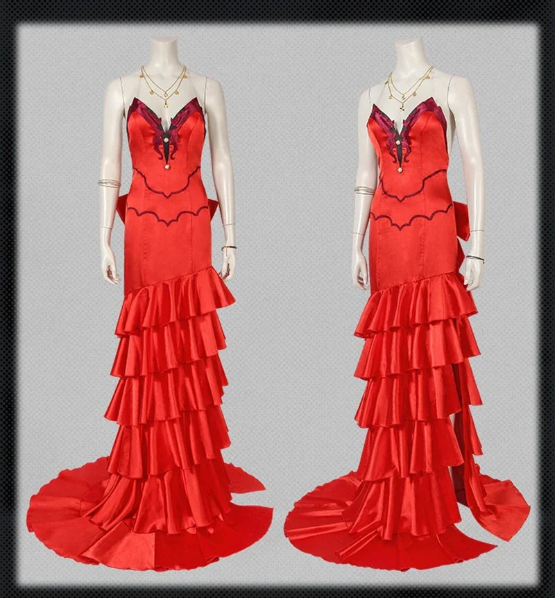 Rebirth Aerith Gainsborough Red Dress Final Fantasy 7 Cosplay Costume Custom Made