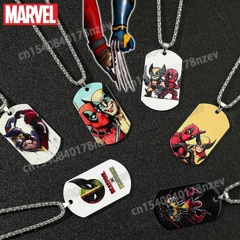 

Disney Deadpool Pendant Necklace Anime Cartoon Movie Figure Deadpool Wolverine Metal Necklace for Kids Jewelry Decoration Gift