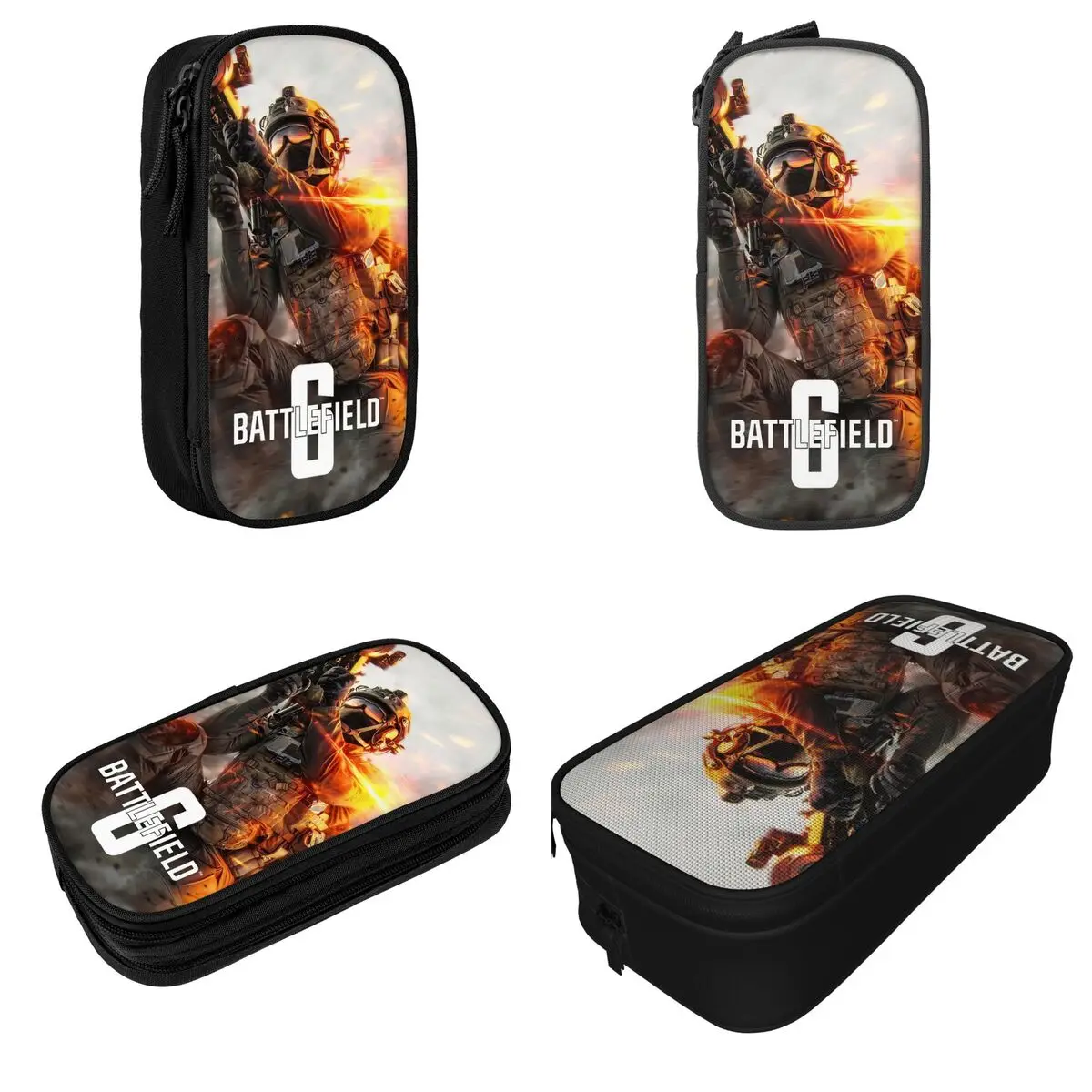 Large Pencil Pouch Battlefield 6 Funny Games School Supplies Double Layer Pen Case Girl Makeup Bags Birthday Gift