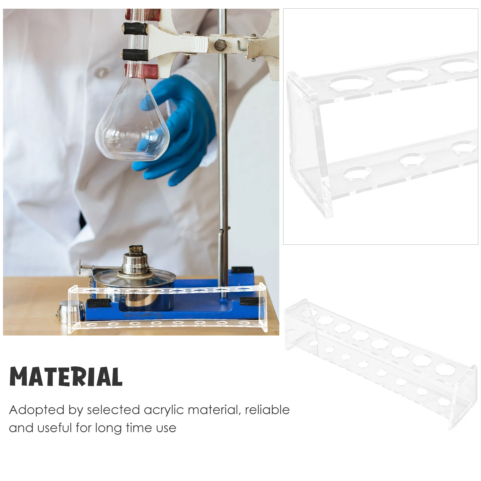 

60 Slots Test Tube Rack Transparent Organizer Tube Holder Lab Storage Rack For School Industrial Lab Supplies