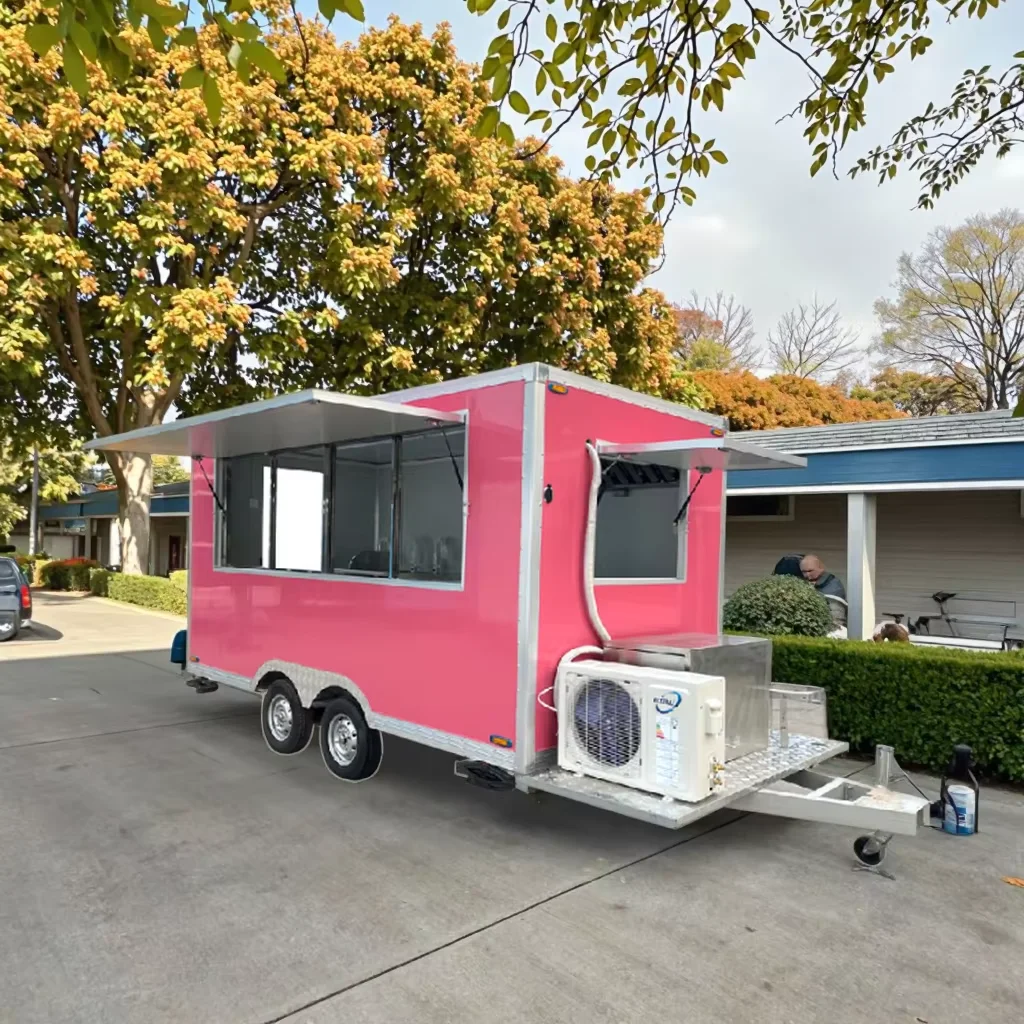 

Mobile Food Truck Concession Trailer Food Trailer with Roof Rack for Extra Storage At Farmers Market and Festivals