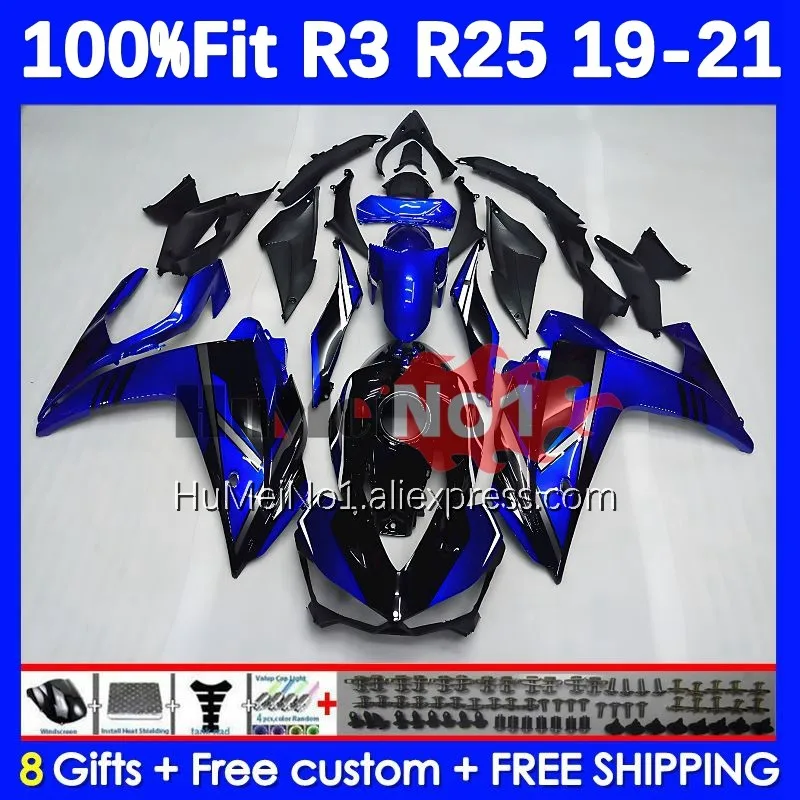 Injection For YAMAHA YZF-R3 YZFR25 YZF-R25 R 3 Blue black 25 374No.5 YZFR3 YZF R3 R25 19 20 21 22 2019 2020 2021 2022 Fairing