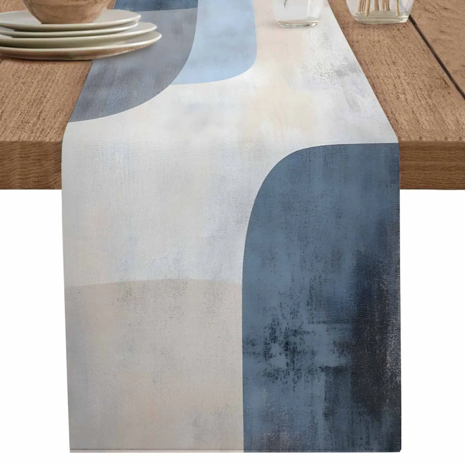 

Soft Colors Gradient Decoration Linen Cotton Table Cloth Decoration For Home Wedding Christmas Party