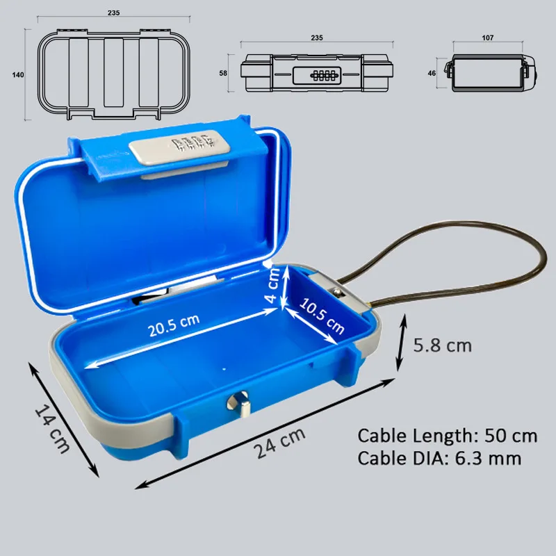 Safe Lock Box Portable Safe Case 4-Digit Combination Lock With Rope Outdoor Camp Hiking Sports Gym Security Storage Key Box