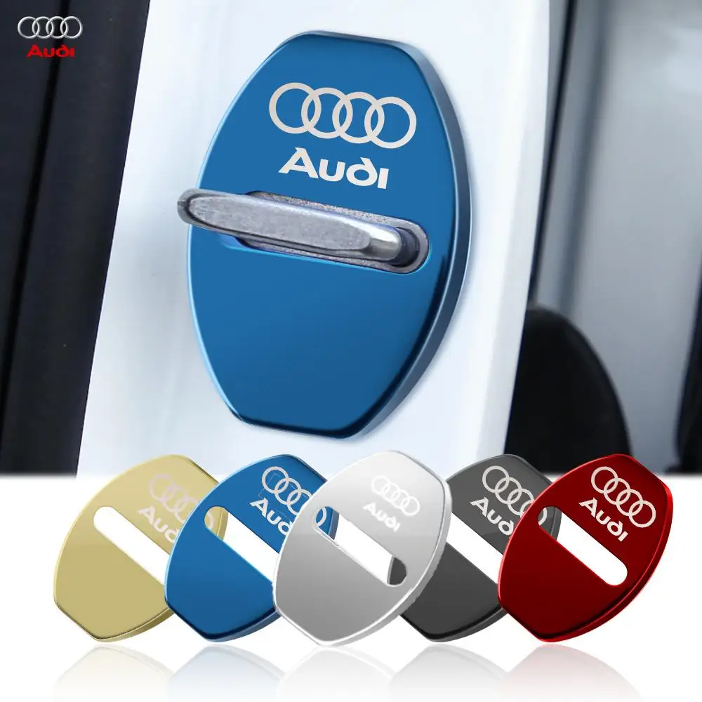 

4pcs Car Door Lock Buckle Damping Protector Cover Decoration Sticker For Audi A3 A4 B8 8P B9 8V B6 A5 A1 A6 C6 Q3 Q5 Accessories