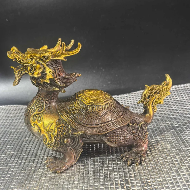 

Eight-Trigram Ornament, Gold-Plated Copper Dragon Head Turtle, Home Office Desktop Decoration, Gift Craft