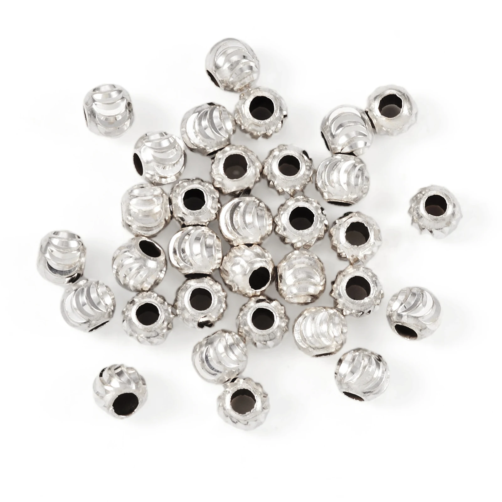 

50Pcs 925 Sterling Silver Color Spacer Beads Textured Round Loose Beads for Jewelry Making DIY Bracelet Earrings Findings 3mm