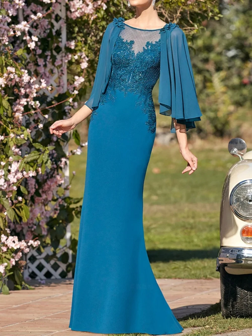 Robe mère de la mariée en mousseline de soie, manches quarts, pour mariage, Rotterdam kly perles appliques, robes de Rhmodeste, longue robe de soirée, 2024