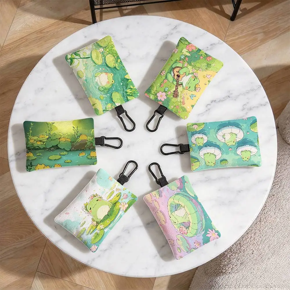 Cartoon Frog Waterproof Change Purse Slim Small Zipper Pouch For Coins & Keys Travel Daily Pocket Wallet