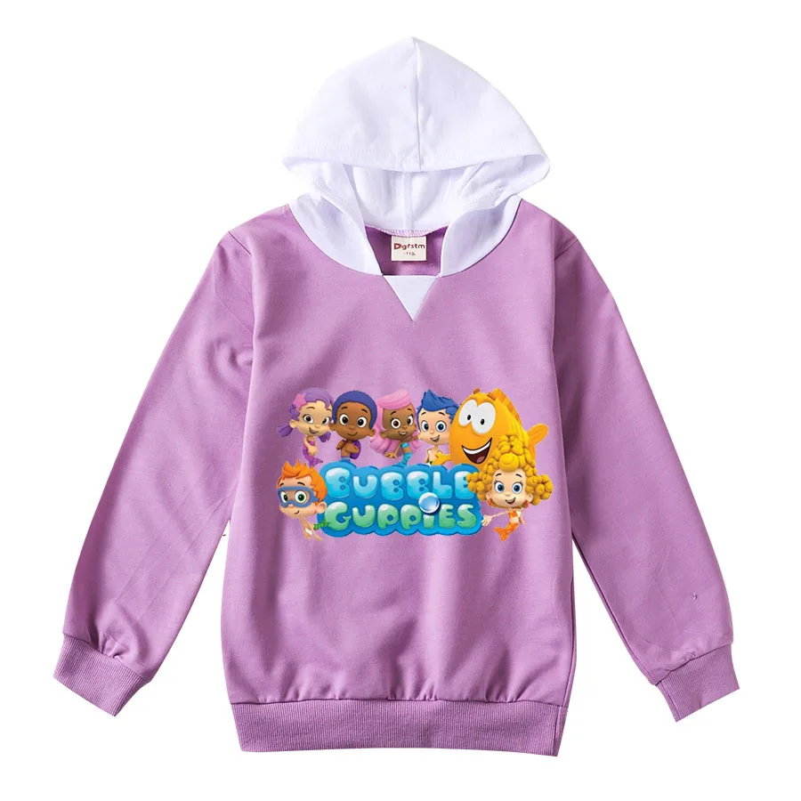 Spring Autumn Molly-Bulle Guppies Hoodie Kids Cartoon Long Sleeve Sweatshirt Baby Boys Casual Hooded Tops Toddler Girls Sweaters