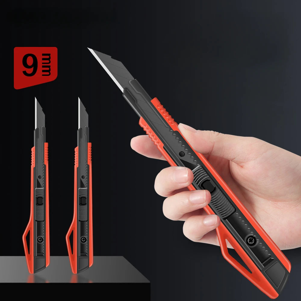 1Pcs 9mm Utility Knife Pocket Knife Box Cutter Retractable Blade for Office Home School Stationery Supplies Paper Craft Knives