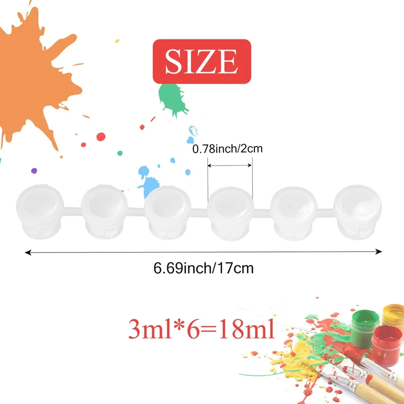 100 полосок, 600 горшков, пустые полоски для краски, чашка для краски, прозрачные пластиковые контейнеры для хранения, крафтовые принадлежности для рисования (3 мл/0,1 унции)