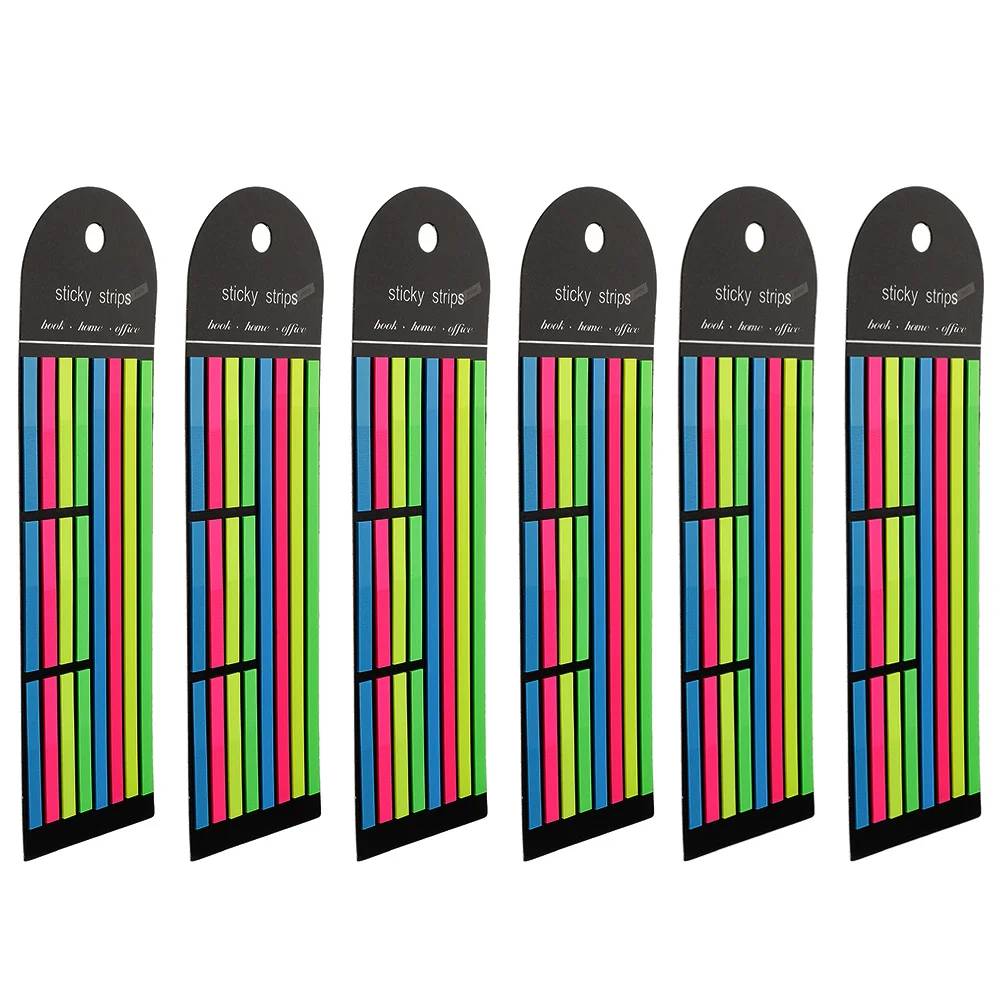 6Pcs Fluorescent Reading Strips Colorful Guided Reading Markers Convenient for School Office Highlighting Notes Page Markers