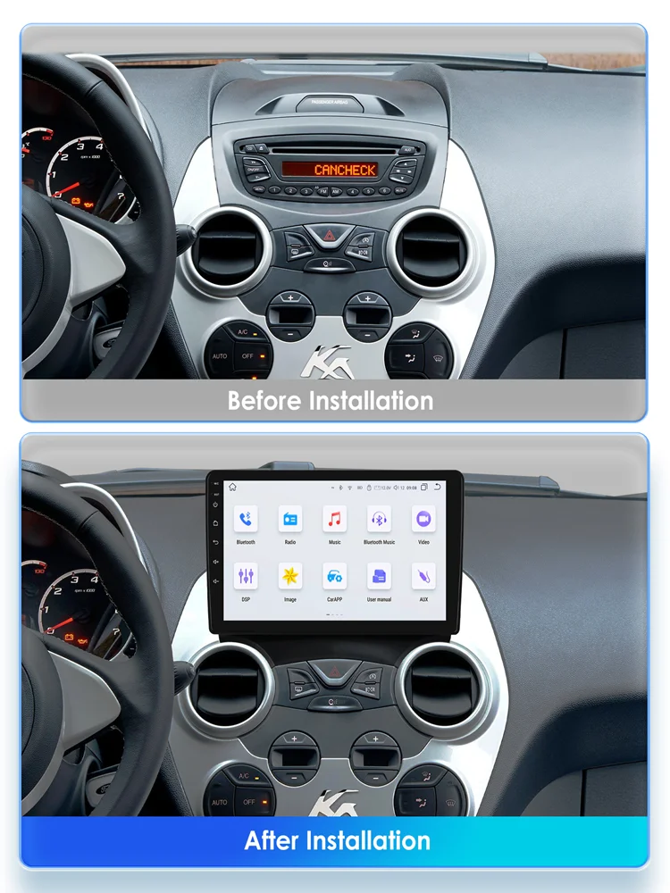 Autoradio voor Ford KA 2008 2009 2010 2011 2012 2013 2014 Carplay Android Auto multimediaspeler 2din 360 camera GPS stereo audio - afbeelding 2