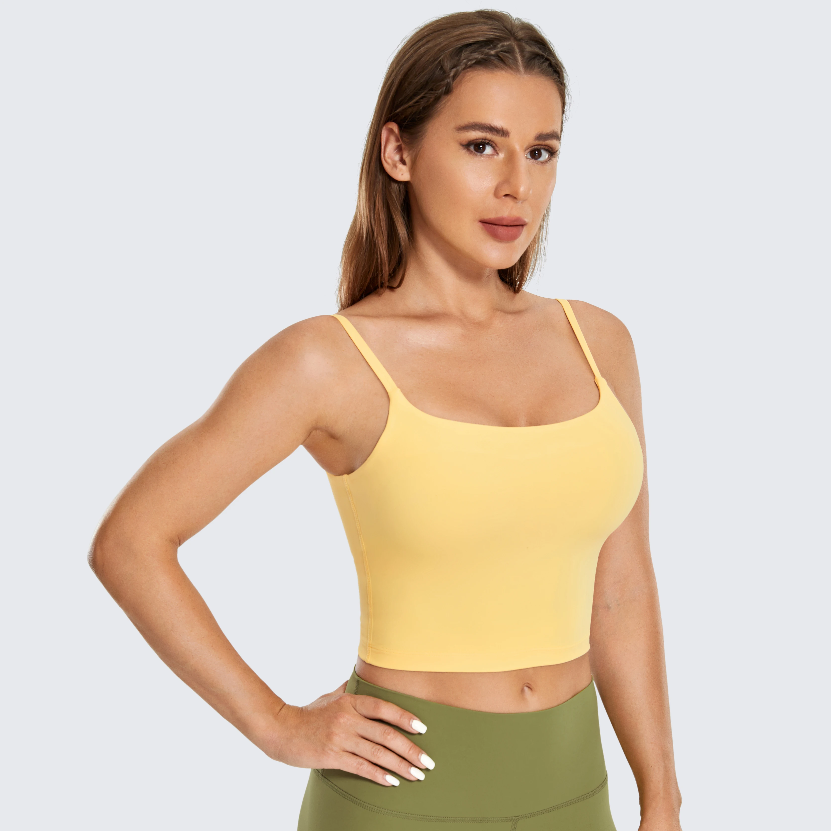 Crop Top with Built in Bra Backless Yoga Workout Tank Top Cute Longline Sports Bras for Women Open Back Bra Cami