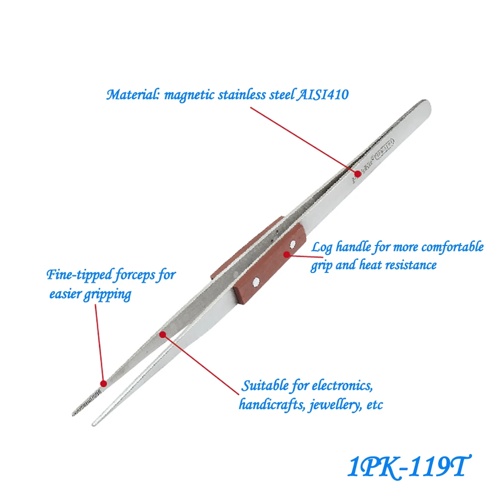 Proskskit pinças magnéticas punho de madeira tipo rebote reparo denso ferramenta de aperto de aço inoxidável 1pk-117t 1pk-118t 1pk-119t