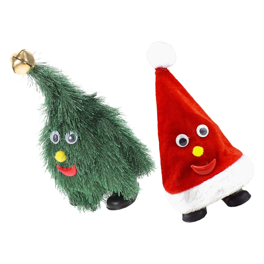 2 Pcs Christmas Walking Toys Animated Tree Swing Hat with Music Cloth Xmas Party Singing Holiday