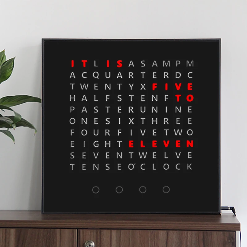 CP37L Amostra Grátis Relógio Digital de Parede com Design Único e Display de Texto LED Alemão