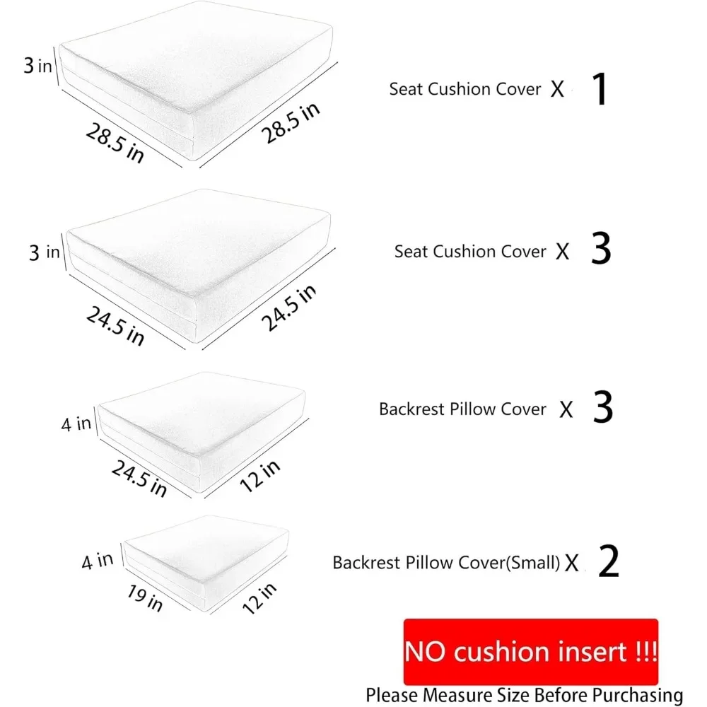 9p patio cushion covers Outdoor Patio Cushions Covers Replacement Waterproof with Zipper for 5 Pcs Patio Furniture Set