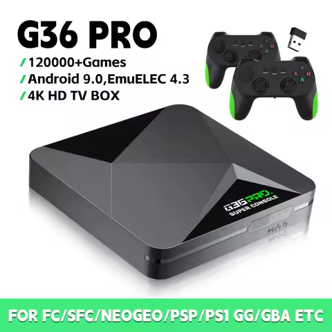 G36 Pro Retro Video Game Console Android TV Box 4K with Controller Built-in 120,000 Retro 3D Games for FC/PSP/PS1 Gifts for Kids