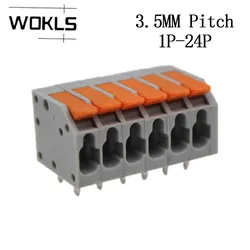 PCB 터미널 블록 2601, 1.5 mm² 간격, 3.5 또는 5.0mm 피치, 회색 2601-1102 3 4 5 6, 1 개