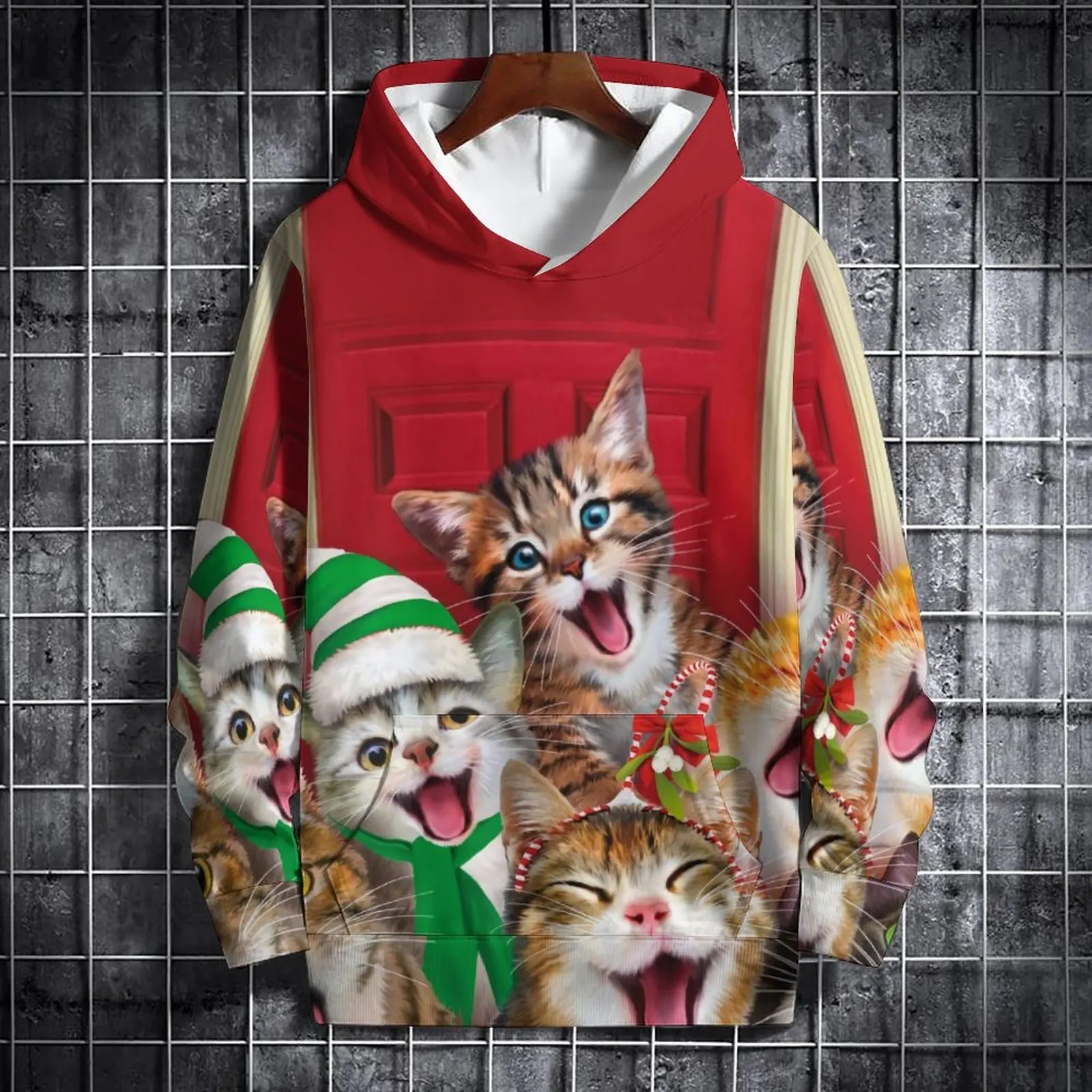 Autumn Christmas Sweatshirts Cute Cats 3D Print Oversized Hoodie Women Streetwear Long Sleeve Pullovers Y2k Hoodies Girl Clothin