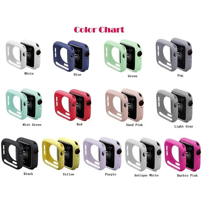 Soft Silicone Case For Apple Watch 9 8 7 45mm 41mm 42mm 38mm 40mm 44mm Protection Shell Cover For iWatch Series 6 5 4 3 SE