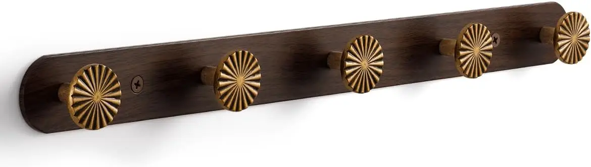 

Настенная вешалка для одежды из антикварной латуни и дерева с крючками для полотенец для ванной и кухни, сверхпрочная, из цинкового сплава