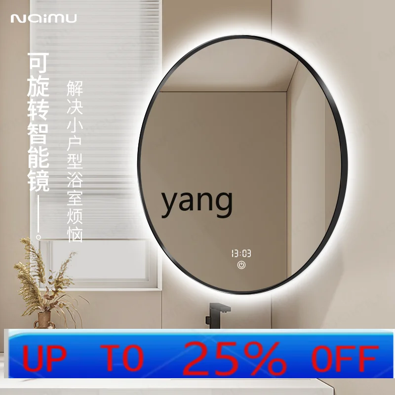 

lhh rotating bathroom mirror foldable and retractable 360-degree rotating bathroom circular smart mirror wall-mounted
