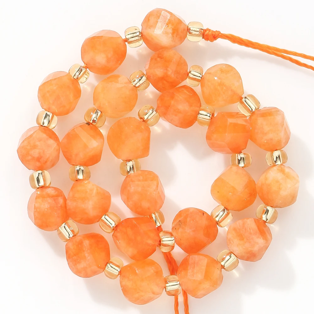 6-10mm Natürliche Orange Angelit-Jade-Perlen Facettierte Lose Abstandsperlen für Schmuckherstellung DIY Armband Handgemachtes Zubehör 7 Zoll – Detail 8
