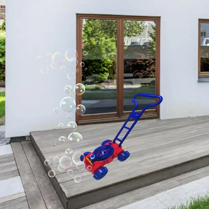 Cortador de bolhas eletrônico walker para crianças máquina sopradora de bolhas com música jardinagem empurrar cortador de grama brinquedos para crianças