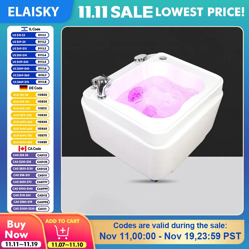 

Spa Foot Bath Foot Therapy Bowl Surfing Color Light Electric Foot Washing Basin for Foot Washing Soaking and Foot Beauty Salon