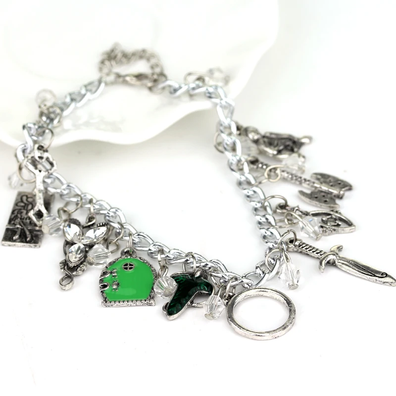 Elven Leaf Arwen Evenstar Frodo Feet Axe Sword Bow Wizard Fairy Door Metal Bracelet & Bangles For Women Crystal beads bracelet - view 3