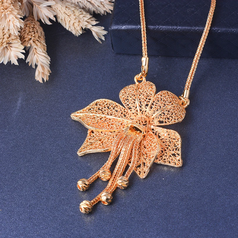 Dubai Luxury Indian Bridal Necklace Gold Plated Jewelry Necklace African Wedding Exotic Girlfriend Holiday Gift