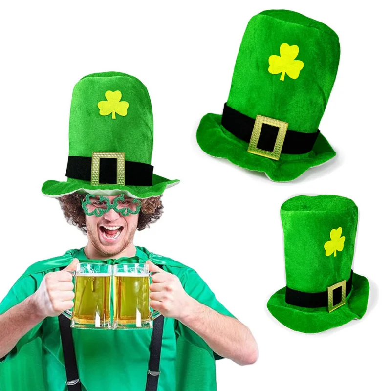2025 New Man Wom Irish Carnival Top Hat Ireland National holiday St Patrick's Clover Hat Green Party Performance stage Tall Hat