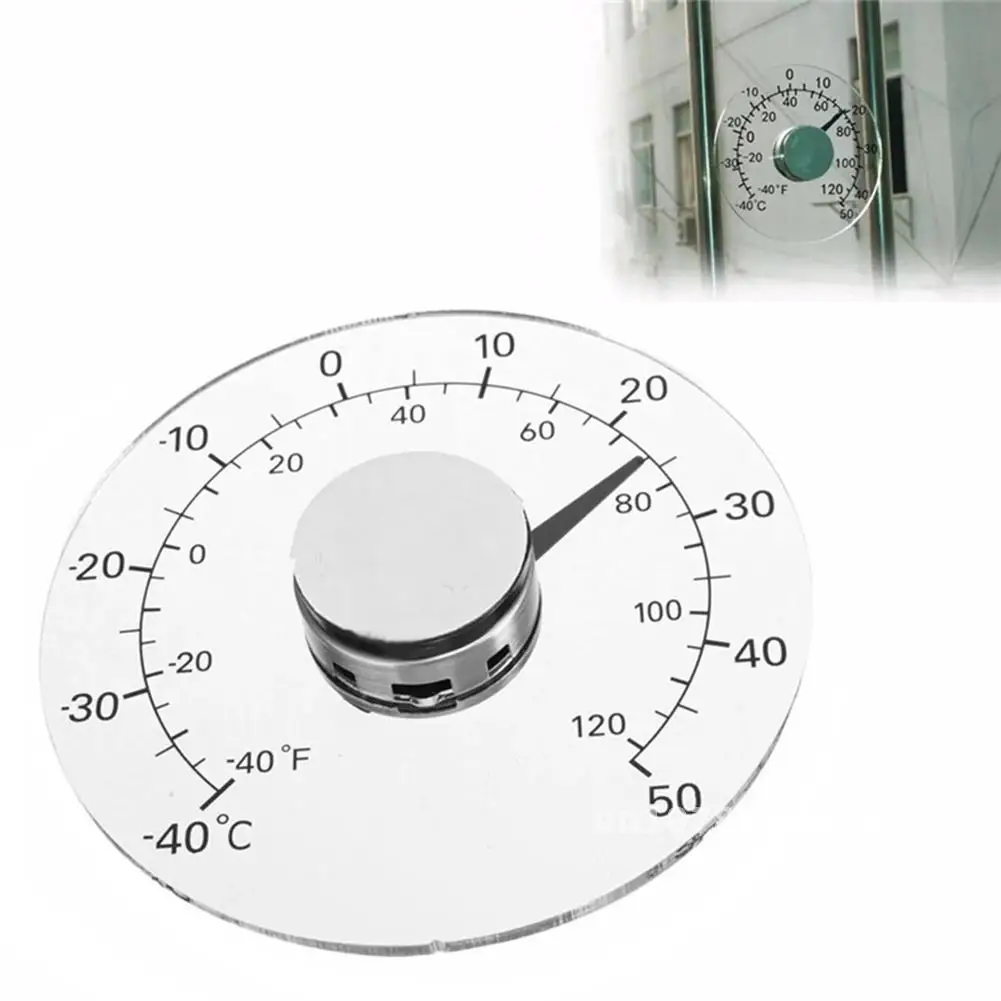 

Circular Self Adhesive Window Outdoor Thermometer, Clear Celsius Fahrenheit Degree Circular Temperature Meter for Home