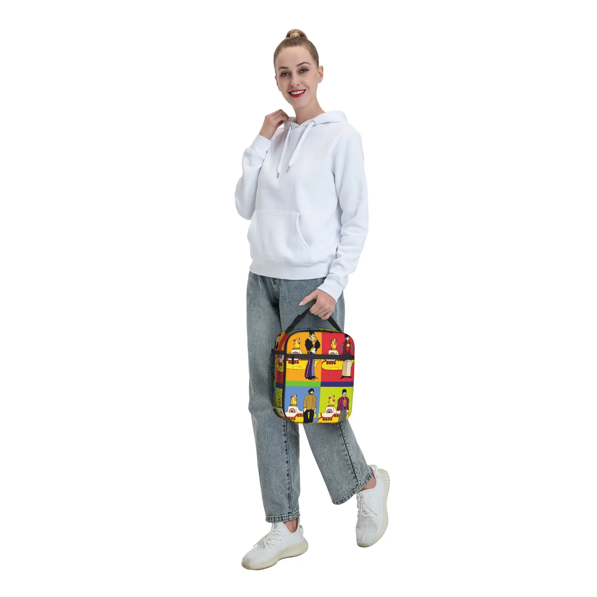 Beatle Yellow Submarine Lunch Bag, Musikalbum, Schul-Lunchbox für Männer, lässige Tragetasche, Lebensmitteltaschen, wasserdichte Kühltasche mit Reißverschluss – Detail 8